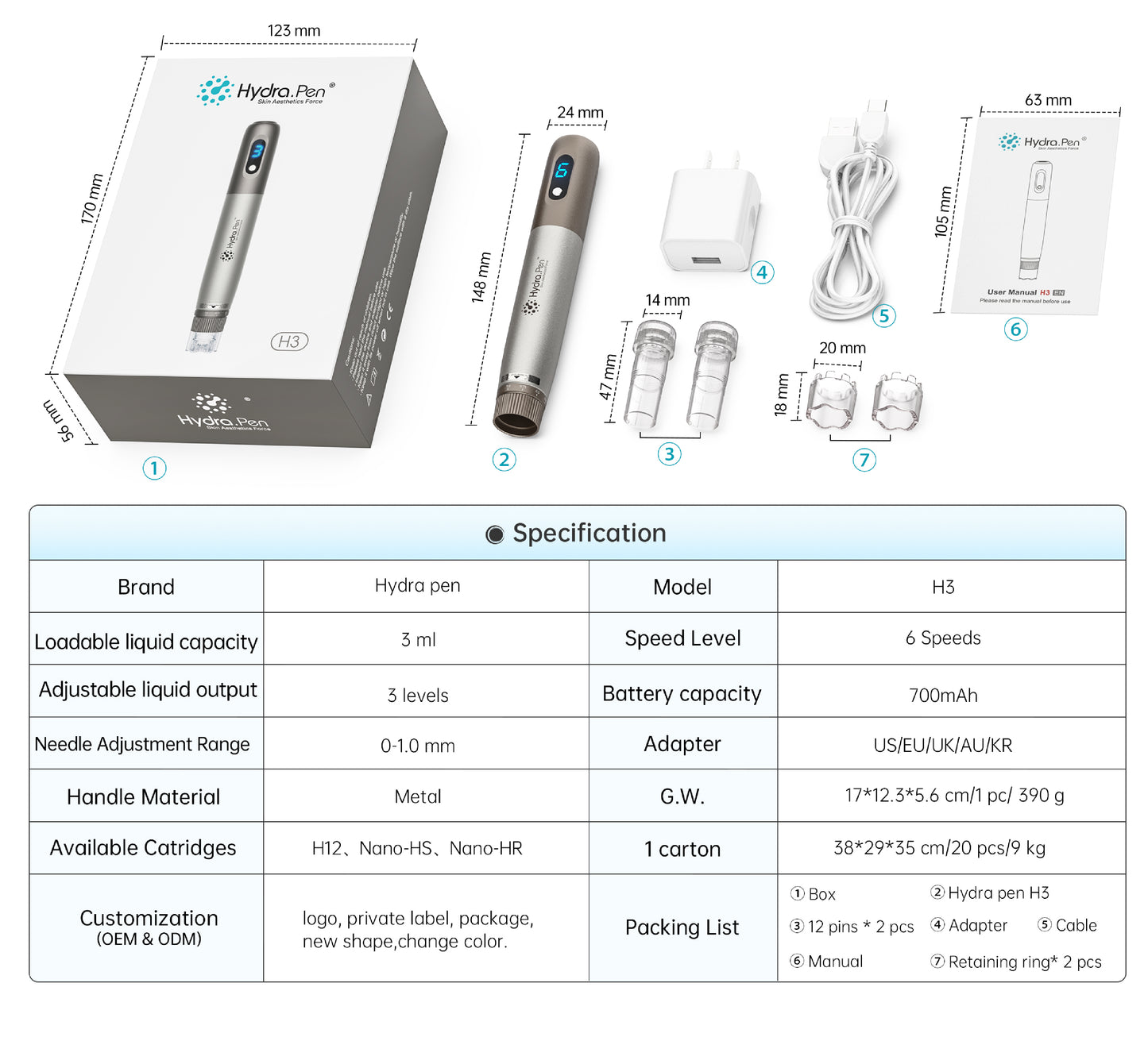 Hydra Pen H3 dr. pen microneedling
