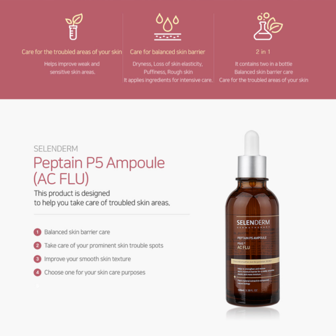 SELENDERM Peptain P5 Infusion Ampoule 100ml – AC FLU | Acne-Prone & Oily Skin