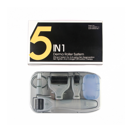 Kit de microagujas para el cuidado de la piel con rodillo derma 5 en 1 para rostro y cuerpo